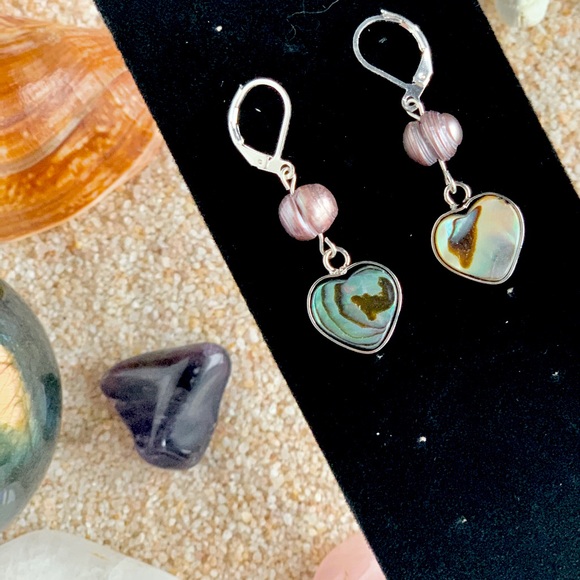 Abalone & Pearl Dangle Earrings - Picture 1 of 3